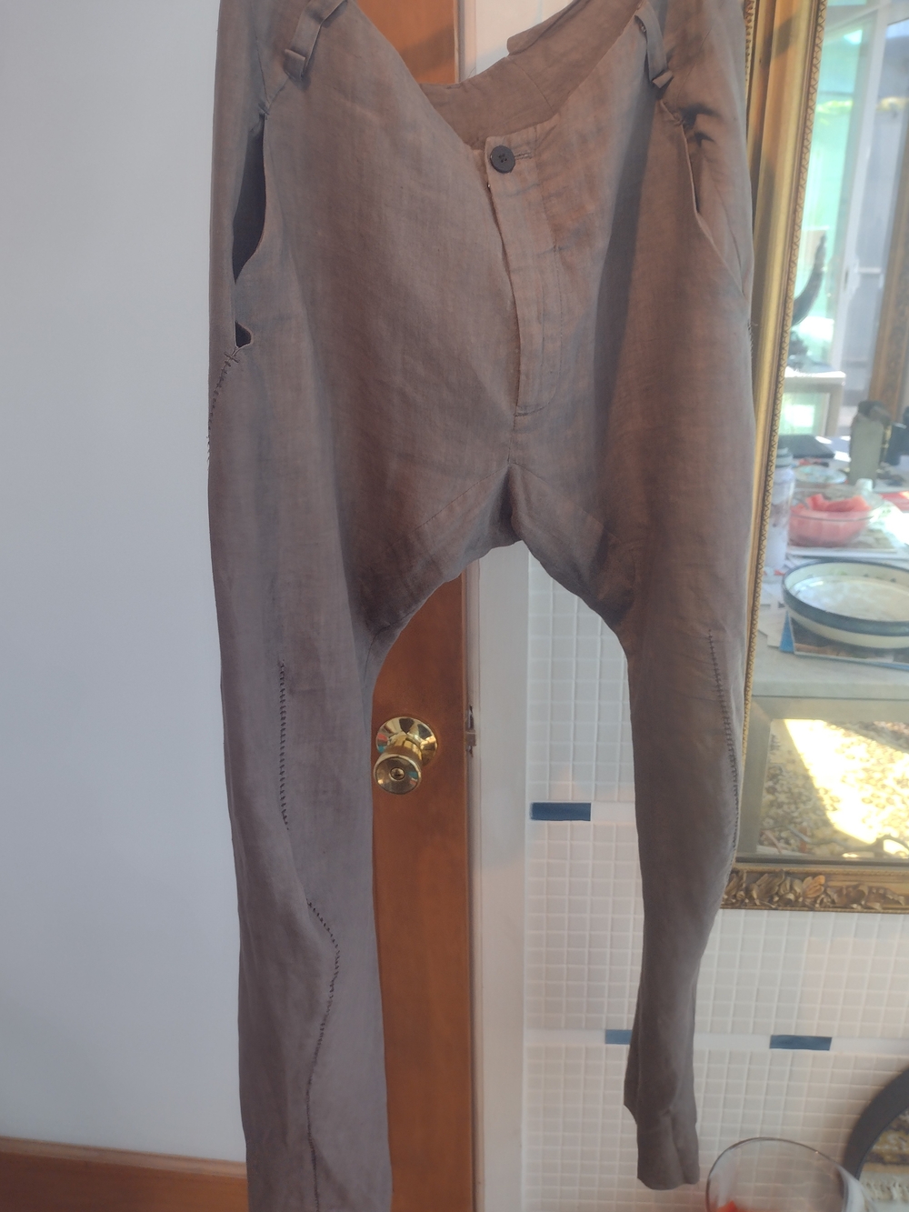 Men's Casual Linen-Blend Pants in Brown